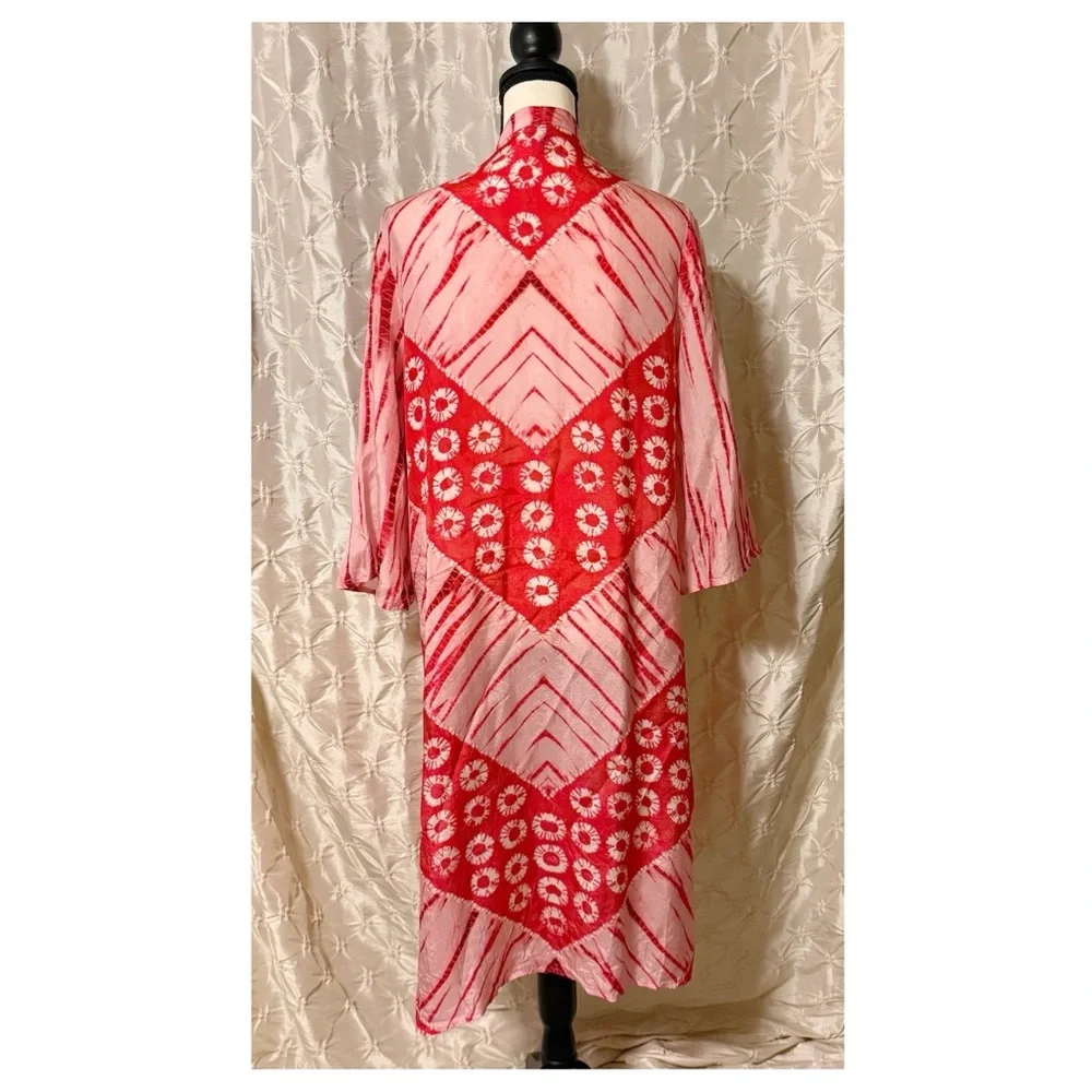 Bl-nk Anthropologie Lia Shibori Pink & Red Tie Dye Kimono Cardigan - Picture 7 of 13